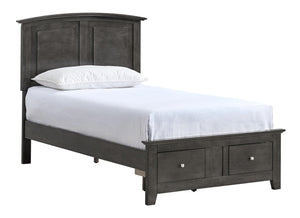 English Elm Hammond Farmhouse Twin Storage Bed with Panel Headboard and Two Under Drawer Gray B078S00674