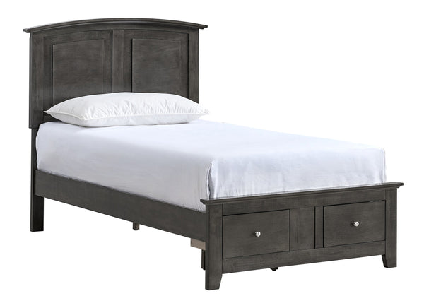 English Elm Hammond Farmhouse Twin Storage Bed with Panel Headboard and Two Under Drawer Gray B078S00674