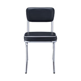 English Elm Set Of 2 Upholstered Side Chairs, Black and Chrome