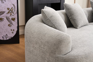 English Elm Curved Boneless Sofa modular 110" sectional with high-density foam & spring core, kid‑friendly curves, no assembly required for easy moving and cozy lounging Grey W2231S00007