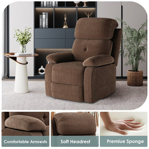 English Elm Small Recliner Chair with Padded Cushioning and Acacia Wood Frame, Easy Assembly, 330lb Capacity Chocolate T3623P408680