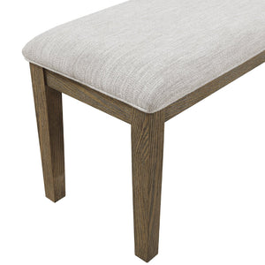 English Elm Stylish 6-Piece Light Brown Dining Table Set With Comfortable Upholstered Chairs & Versatile Bench B011P372218-GIGA