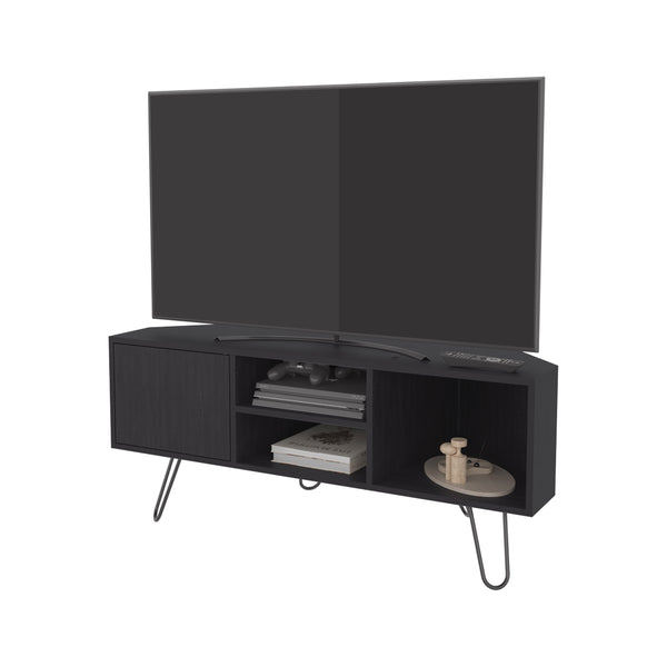 English Elm Fredonia 65" TV Stand Wengue - Contemporary Hairpin Legs, Open Shelves, Scratch-Resistant Finish B128P314796