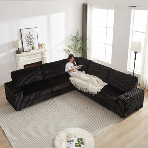 English Elm Chenille Cloud Sofa with Quilted Seat and Piano Key Backrest for Modern Living Rooms W834S00648