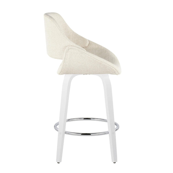 English Elm Fixed-height Swivel Counter Stools with Faux Leather Seats and Chrome Footrest Set of 2 B202S01822