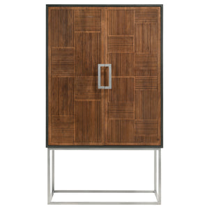 English Elm Washoe Rustic Walnut & Black 2-Door Bar Cabinet with Wine Rack, Stemware Storage, Industrial Frame B062P358300