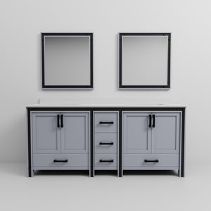 English Elm Dark Grey Double Bath Vanity With Cultured Marble Top, Mirrors, And Ample Storage Space Solutions B2731S00940