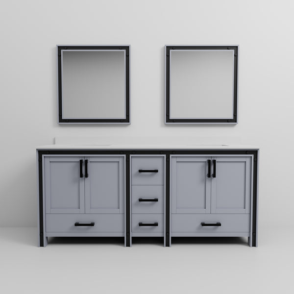 English Elm Dark Grey Double Bath Vanity With Cultured Marble Top, Mirrors, And Ample Storage Space Solutions B2731S00940