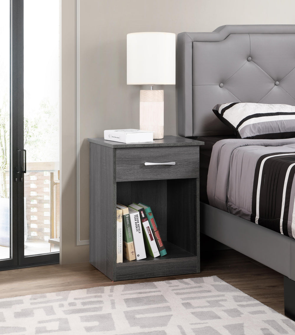 English Elm Lindsey Modern Gray RTA Nightstand with Drawer, Compact 24"H x18"W x16"D, Durable Brushed Handle Finish B078P285145