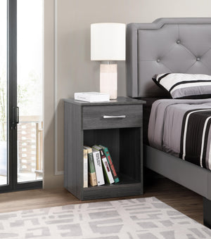 English Elm Lindsey Modern Gray RTA Nightstand with Drawer, Compact 24"H x18"W x16"D, Durable Brushed Handle Finish B078P285145
