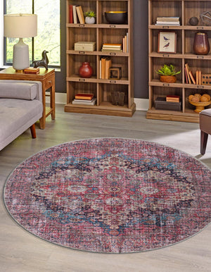 Unique Loom Mangata Mary Machine Made Border Rug Multi, Beige/Ivory/Gray/Light Blue/Light Brown/Red/Navy Blue/Peach 7' 3" x 7' 5"