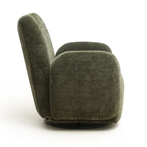English Elm 360° 360 Swivel Accent Chair Plush Chenille Upholstered Circular Seat for Living Room Office Olive Green W2901P463507