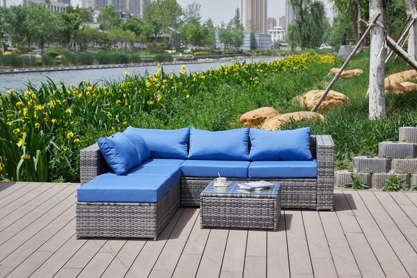 English Elm Patio Sofa With All-Weather Cushions For Stylish Outdoor Relaxation And Entertaining Spaces B205S00063-GIGA