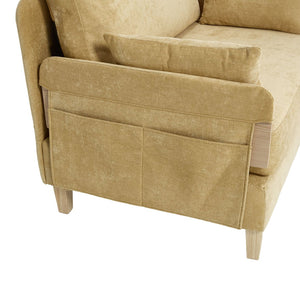 English Elm Foldable mid-century sleeper sofa bed recliner 3-in-1 convertible for small spaces with pillows and storage Mustard yellow W395P290559