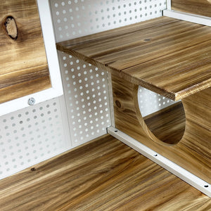 English Elm 55.12 Spacious Cat House with Tempered Glass, Fir Wood & Iron Frame, Modern White for Living Areas W757P173275