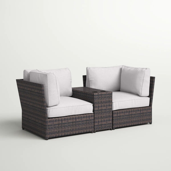 English Elm Outdoor Wicker Loveseat With Cushions – Stylish, No Assembly Needed, Perfect For Year-Round Relaxation B120S00223-GIGA