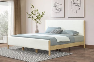 English Elm Christopher Knight Home® - Modern White Boucle Upholstered Bed With Eco-Friendly Rubberwood Legs - King Size, Stylish Comfort N769P266448W
