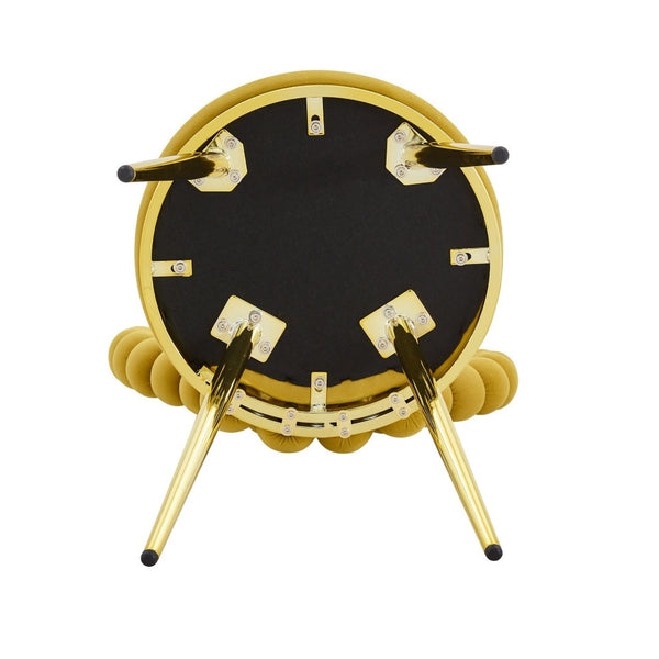 English Elm Unique Heart Shaped Bubble Tufted Velvet Accent Chair Glam Metal Frame Vanity Seat Gold,Yellow W3875P446140