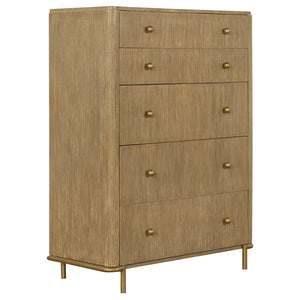 English Elm Stevie 5-Drawer Chest: Mid-Century Modern Storage Solution With Boho Charm & Felt-Lined Drawer B062P358073-GIGA