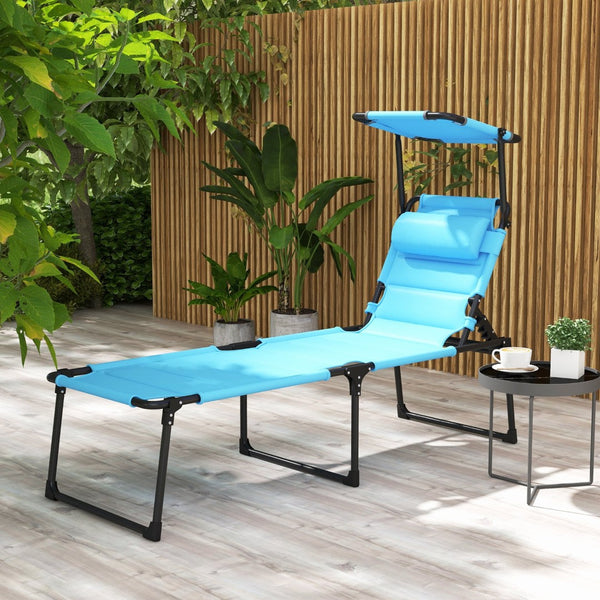 English Elm Outsunny Adjustable Outdoor Lounge Chair With Cushioned Seat, Sunshade Roof & Portable Design For Relaxation W2225P200579-GIGA