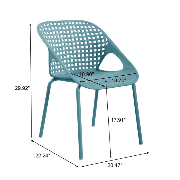 English Elm Eldred Outdoor Stackable Dining Chairs Set of 2 Uv Resistant Patio Seating Sky Blue N776P390454B