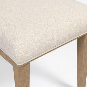 English Elm Wood Arch Back Chair with Cushioned White Sand Seat, Toffee Oak Finish, Elegant Transitional Design Beige 38.5 L x 20 W x 12 H B2699P373200