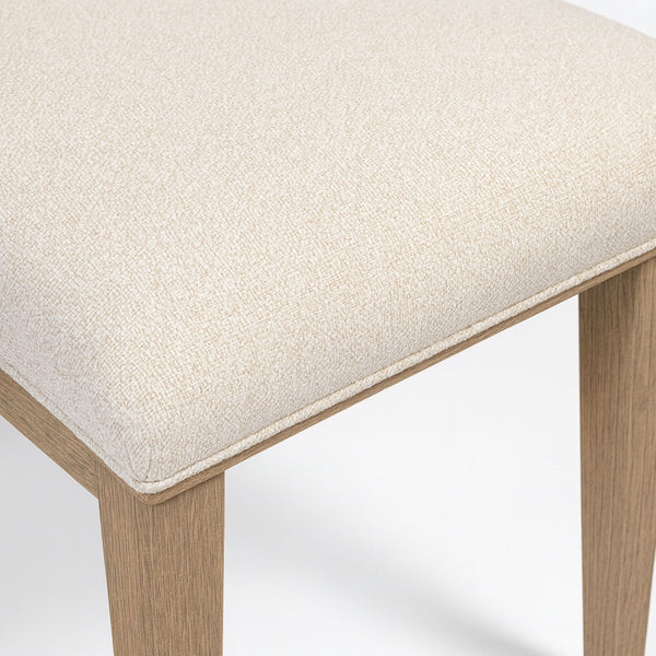 English Elm Wood Arch Back Chair with Cushioned White Sand Seat, Toffee Oak Finish, Elegant Transitional Design Beige 38.5 L x 20 W x 12 H B2699P373200