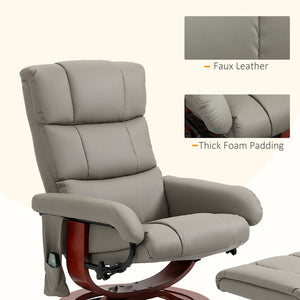 English Elm Massage Swivel Recliner with 10-point Vibration Pu Leather Chair and Ottoman Remote T3971P405850