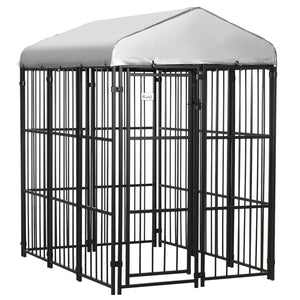 English Elm Pawhut Outdoor Dog Run Kennel with Canopy Heavy Duty Steel Chain Link Playpen W2225P217157