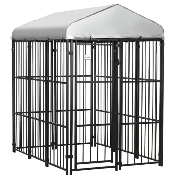 English Elm Pawhut Outdoor Dog Run Kennel with Canopy Heavy Duty Steel Chain Link Playpen W2225P217157