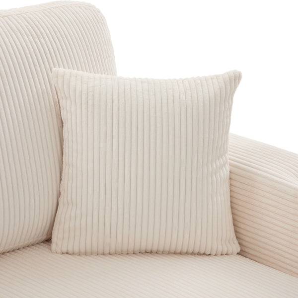 English Elm UNITED Corduroy L-Shaped Sectional Sofa with Storage Ottoman, USB Ports, Cup Holders & LED Lighting Beige W1568P332400