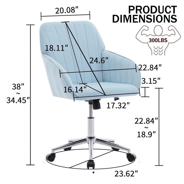 English Elm Ty Adjustable Office Chair - Plush Velvet Ergonomic Design With Memory Foam For Comfort & Support W2311P199115-GIGA