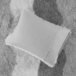 English Elm Full/Queen Cassie Ombre Shaggy Faux Fur Comforter Set - Tonal Wave Stripes, Dustproof, OEKO-TEX, Antimicrobial B035P148299