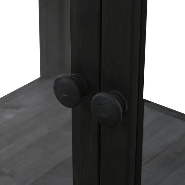 English Elm TOPMAX Mini Cold Frame Greenhouse with Fir Wood, Polycarbonate Doors, Raised Bed & Removable Wheels Black N717P229026B