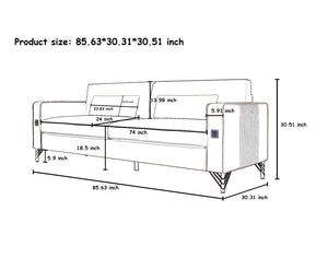 English Elm FX-P18-OR(SOFA)Luxury Velvet 3-Seat Sofa with Gold Legs, Vertical Stitching, Plush Foam & Removable Cushions W57649842