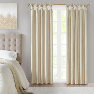 JLA Home Madison Park - Twist Linen-Look Faux Silk Curtain Panel with Lining, Twist-Top Drapes for Privacy & Luxe Sheen Champagne MP40-6368