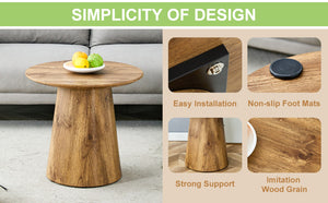 English Elm Nested Round Coffee Table Set Two Piece Wood Grain Veneer for Living Room or Office W2920S00113
