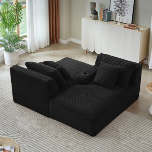 English Elm Compressible Corduroy Sleeper Loveseat with Cupholders Ready in 72 Hours No Assembly Black W2339P411858