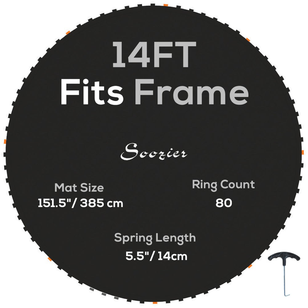 English Elm Soozier 14 Foot Round Trampoline Replacement Mat Uv Polypropylene 80 V-rings W2225P200523