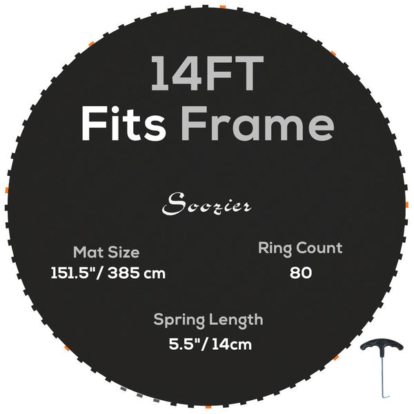 English Elm Soozier 14 Foot Round Trampoline Replacement Mat Uv Polypropylene 80 V-rings W2225P200523