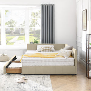 English Elm Full Size Upholstered Tufted Bed Frame With Storage, Chic Velvet Sofa Bed For Bedroom & Living Room W487S00306