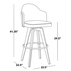 English Elm Fixed-height Swivel Barstools with Gold Ring Footrest Cream Upholstery Set of 2 B202S01864