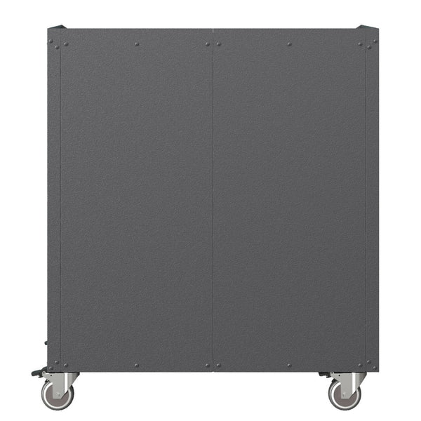 English Elm Sturdy Rolling Steel Garage Cabinet with Locking Drawers and Diamond Plate Workshop Storage T2398P222836