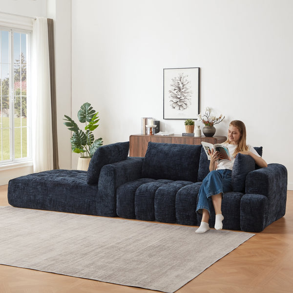 English Elm Chenille L-Shape Oversized Sofa - Luxury Minimalist Sleeper Couch For Living Rooms & Apartments! W2339S00039