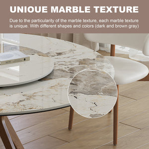 English Elm 59-Inch Modern Sintered Stone Dining Table Set With Turntable & 6 Chairs – Stylish & Durable Design! W509S00134