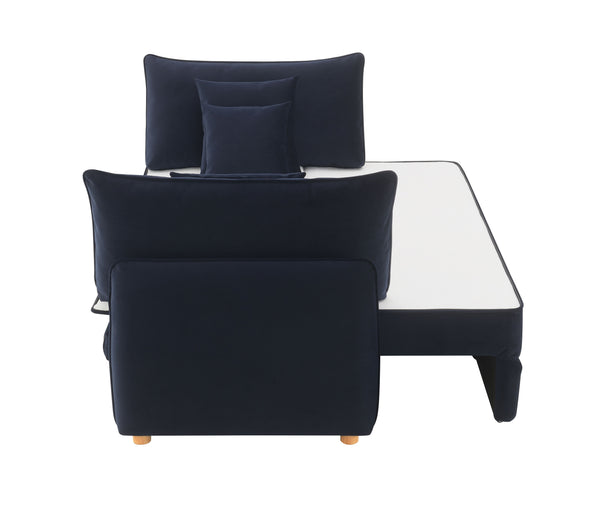 English Elm Irina Blue Velvet Sleeper Sectional Sofa with Storage & Full-Size Pull-Out Bed, Plush Foam Comfort B2726P250943