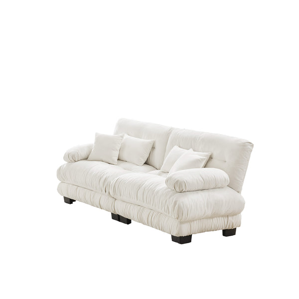 English Elm Cloud 2-Seater Chenille Sofa - Elegant Comfort With Lumbar & Throw Pillows For Stylish Living Rooms W714S00998