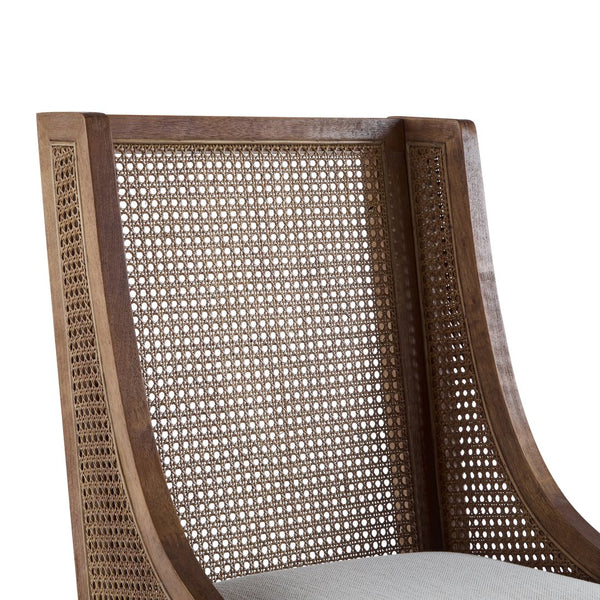 English Elm Christopher Knight Home® - DINING Chair Set of 2 Beige Upholstered Rattan Backrests Rustic Rubberwood Frame Comfortable Seats N771P253335T