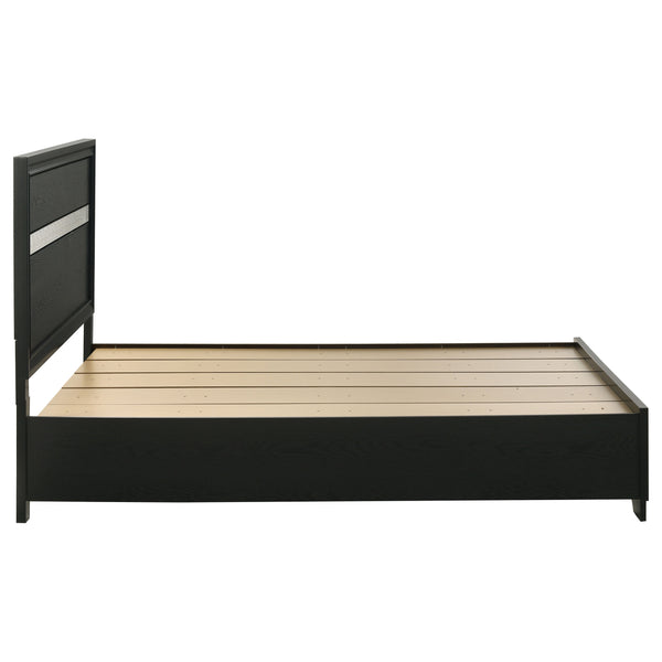 English Elm Orchid Black Queen Storage Panel Bed with Crystal Pulls, Glitter Trim, Beveled Frame & Slatted Base B062S00697