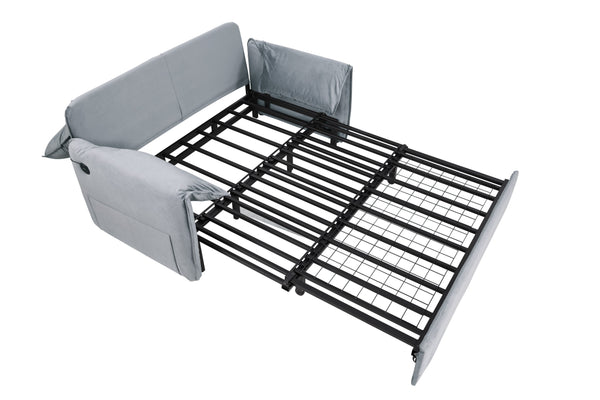 English Elm 3 In 1 Sleeper Sofa Couch Bed - Stylish Grey Velvet, Space-Saving Design, Versatile For Small Areas W1420P225081